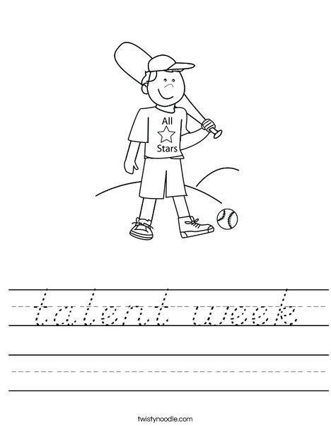 Boy Baseball Player Worksheet