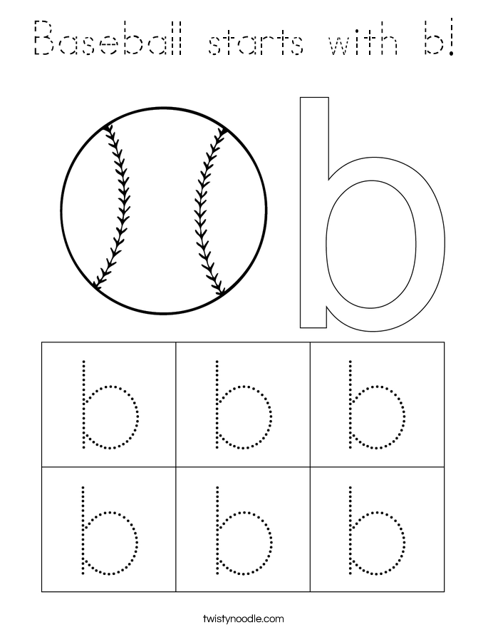 Baseball starts with b! Coloring Page