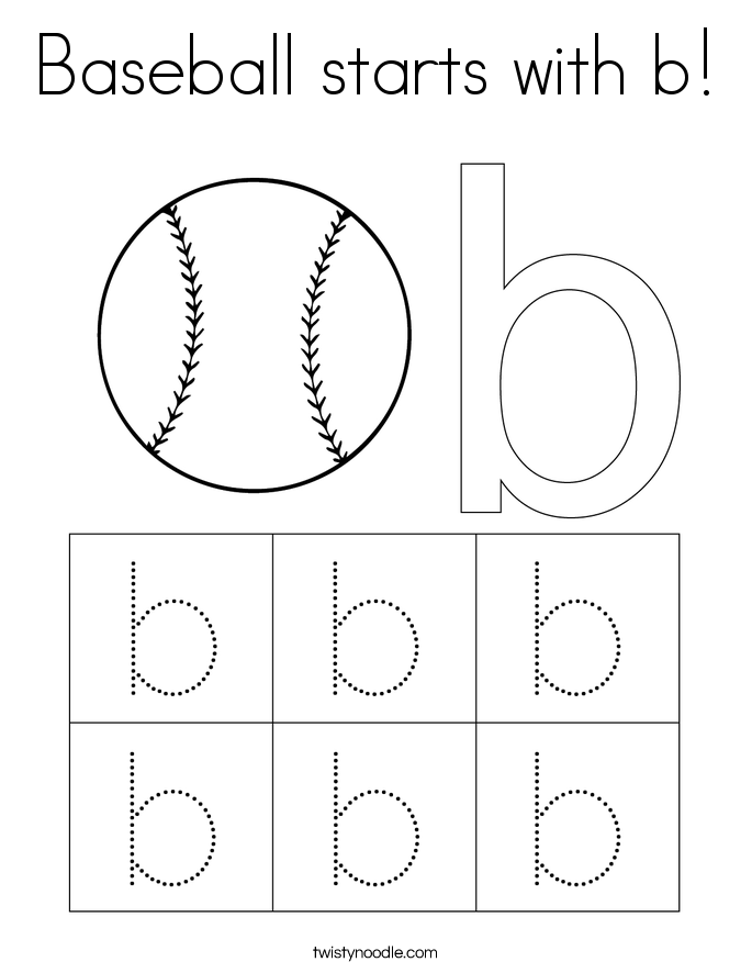Baseball starts with b! Coloring Page