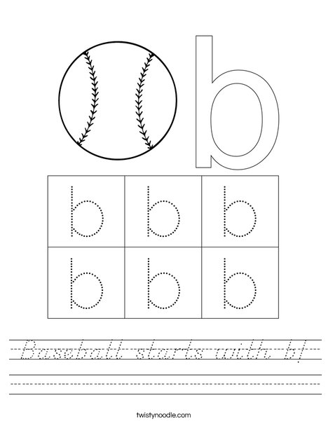 Baseball starts with b! Worksheet