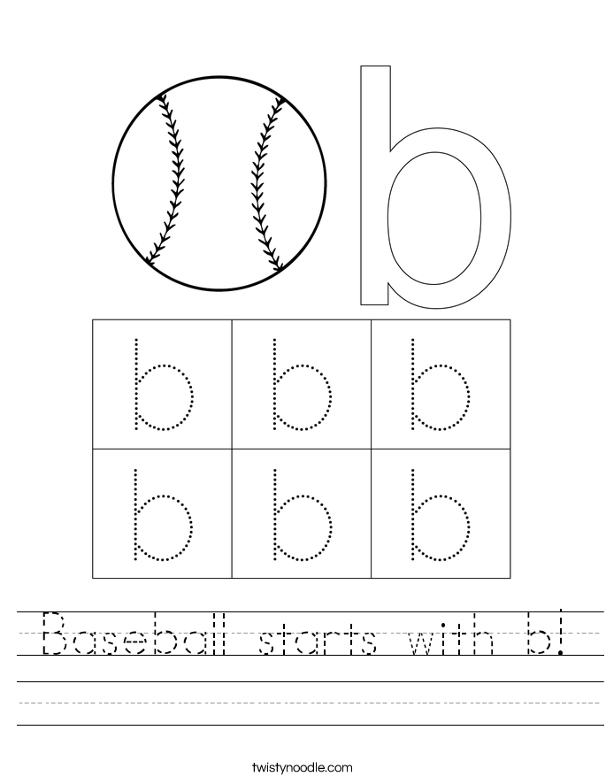 Baseball starts with b! Worksheet