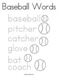Baseball Words Coloring Page