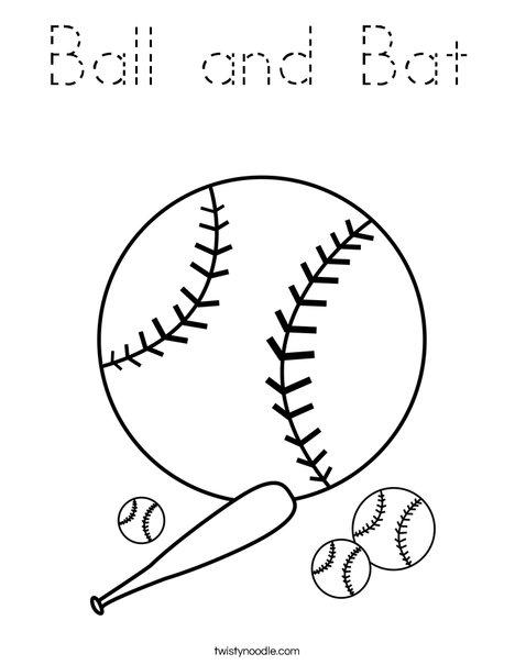 Baseballs with Bat Coloring Page