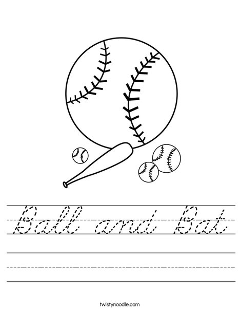 Baseballs with Bat Worksheet