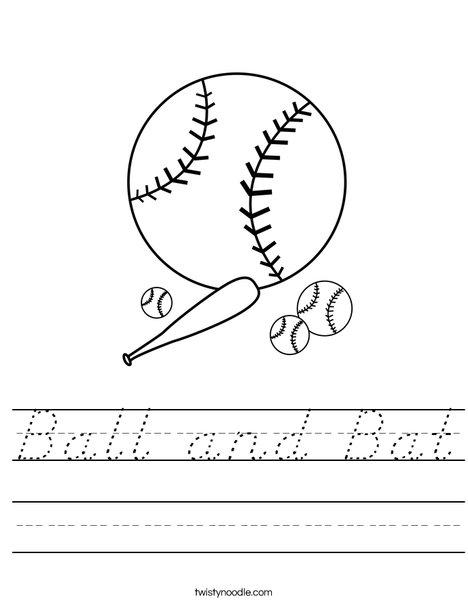 Baseballs with Bat Worksheet