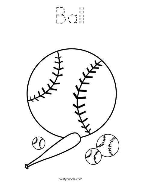 Baseballs with Bat Coloring Page
