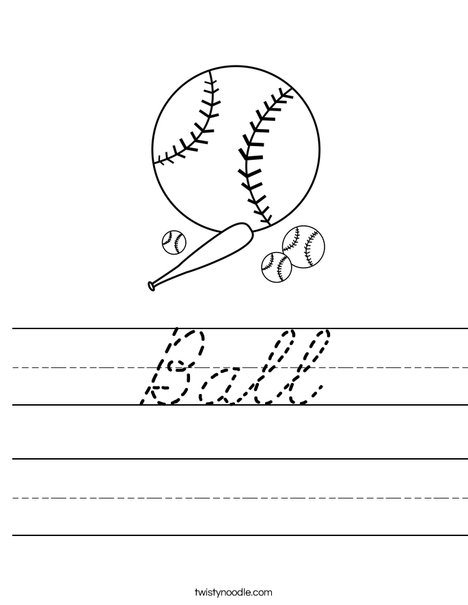 Baseballs with Bat Worksheet