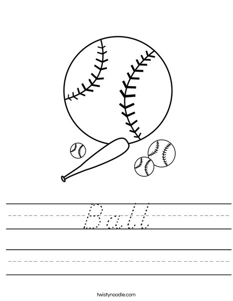 Baseballs with Bat Worksheet