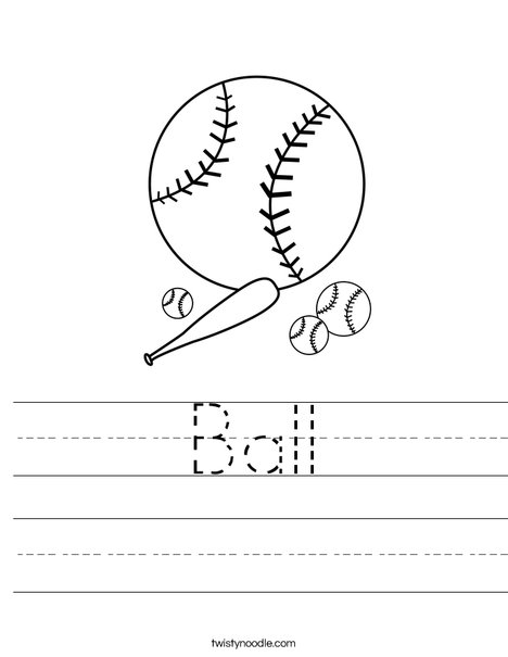 Baseballs with Bat Worksheet