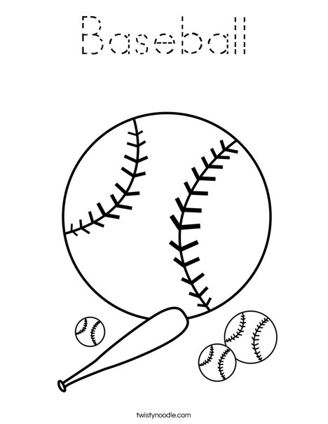 Baseballs with Bat Coloring Page