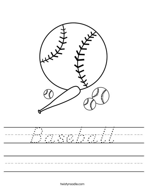 Baseballs with Bat Worksheet