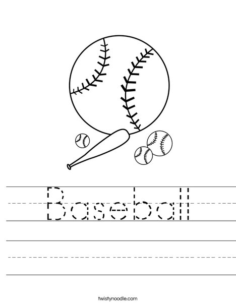 Baseballs with Bat Worksheet