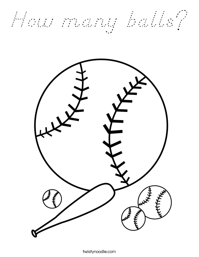 How many balls Coloring Page - D'Nealian - Twisty Noodle