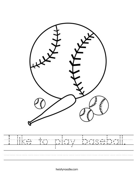 Baseballs with Bat Worksheet