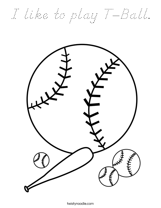 I like to play T-Ball. Coloring Page
