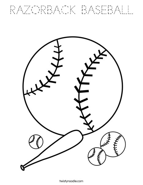 Baseballs with Bat Coloring Page