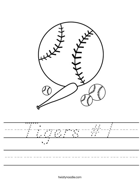 Baseballs with Bat Worksheet