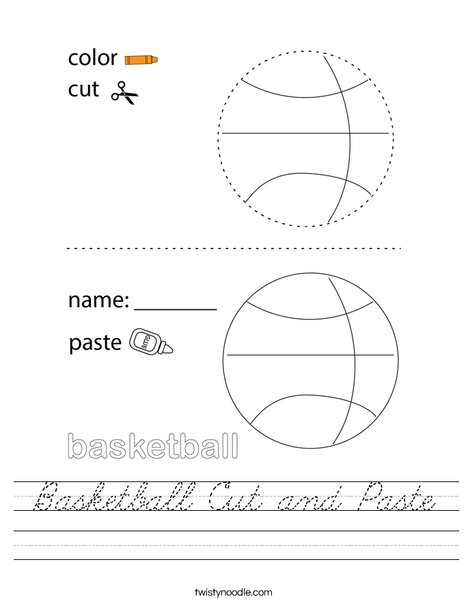 Baseketball Cut and Paste Worksheet