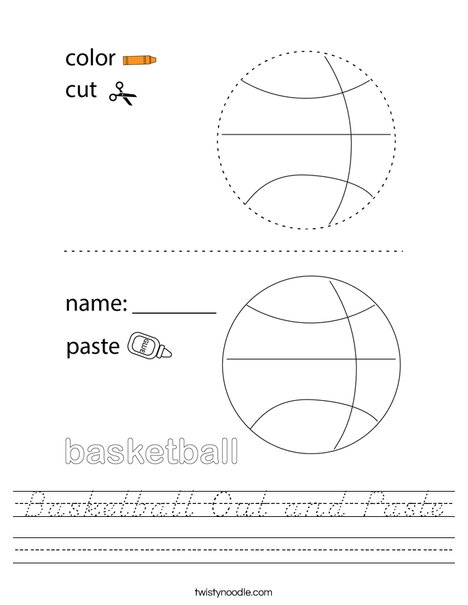 Baseketball Cut and Paste Worksheet