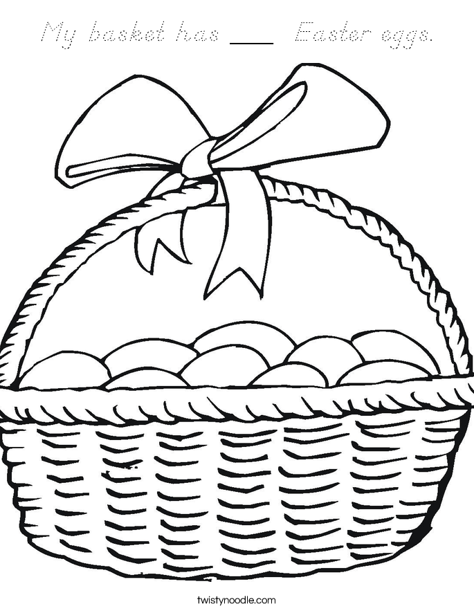 My basket has ___ Easter eggs Coloring Page - D'Nealian - Twisty Noodle
