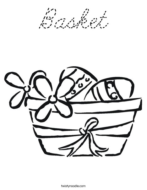 Easter Basket with Flowers Coloring Page