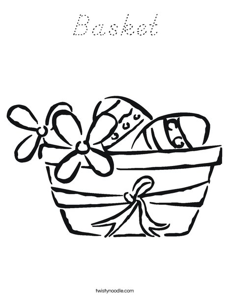 Easter Basket with Flowers Coloring Page