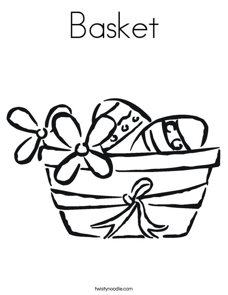 Easter Basket with Flowers Coloring Page