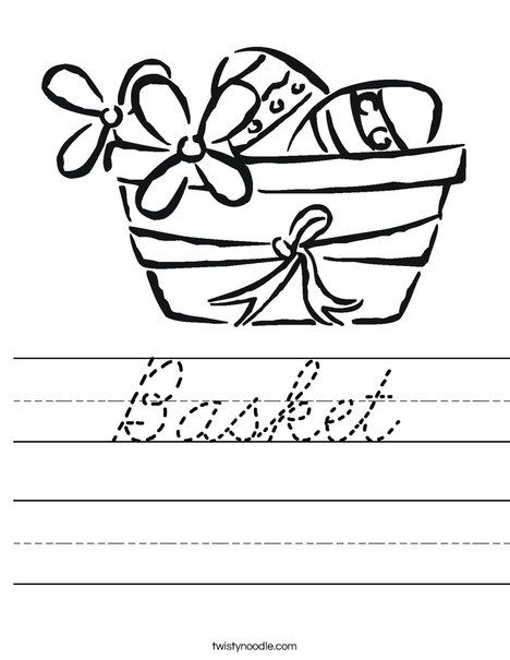 Easter Basket with Flowers Worksheet