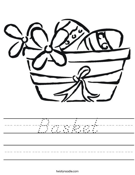 Easter Basket with Flowers Worksheet