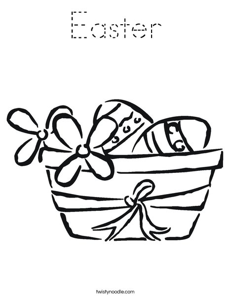 Easter Basket with Flowers Coloring Page