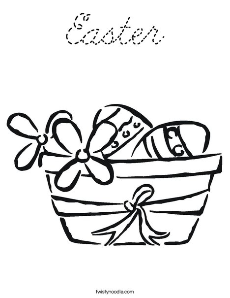 Easter Basket with Flowers Coloring Page