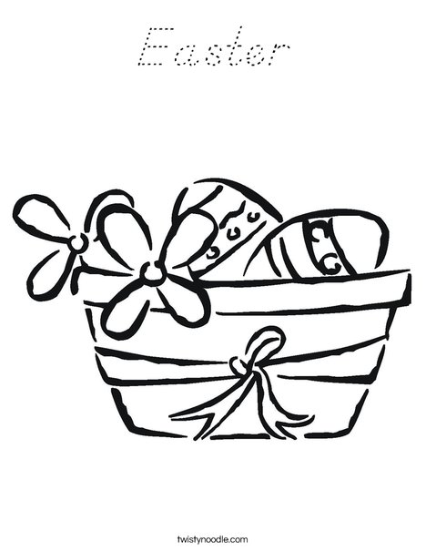 Easter Basket with Flowers Coloring Page