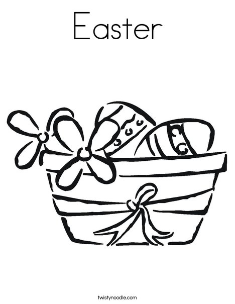 Easter Basket with Flowers Coloring Page