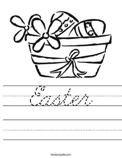 Easter Basket with Flowers Worksheet