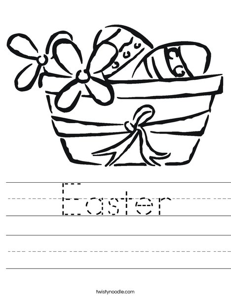 Easter Basket with Flowers Worksheet