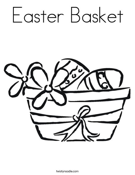 Easter Basket with Flowers Coloring Page