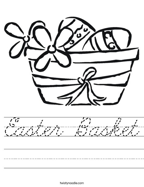 Easter Basket with Flowers Worksheet