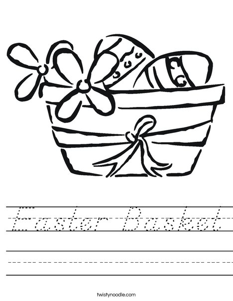 Easter Basket with Flowers Worksheet