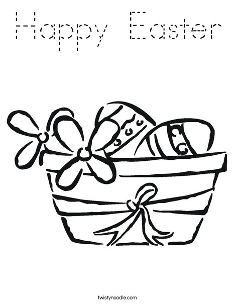 Easter Basket with Flowers Coloring Page