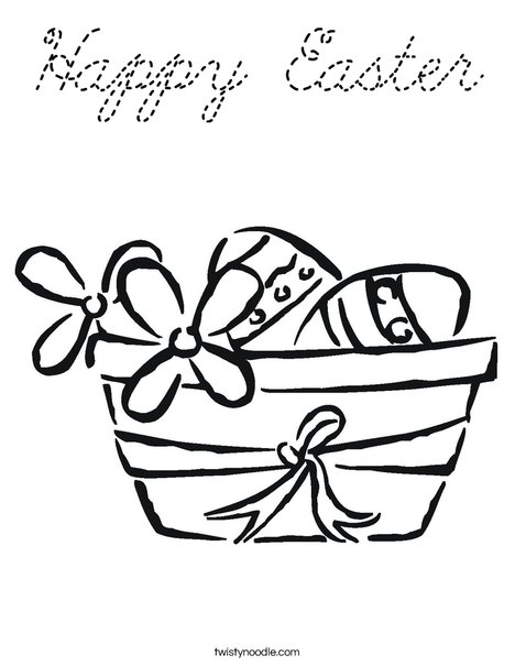 Easter Basket with Flowers Coloring Page