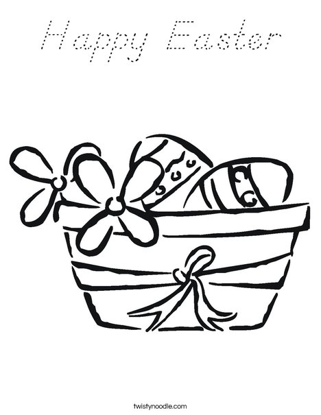Easter Basket with Flowers Coloring Page