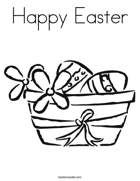 Easter Basket with Flowers Coloring Page