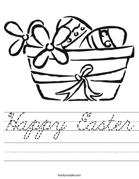 Easter Basket with Flowers Worksheet