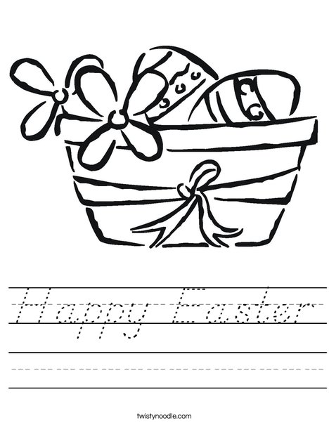 Easter Basket with Flowers Worksheet