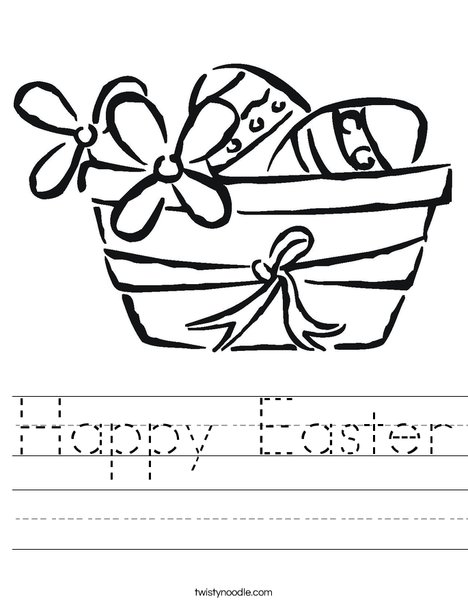 Easter Basket with Flowers Worksheet