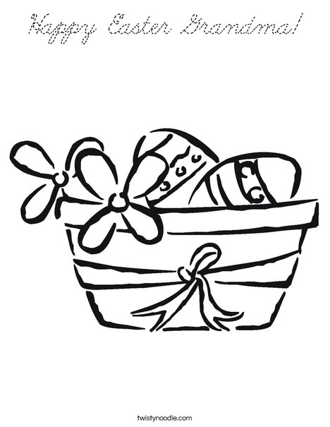 Easter Basket with Flowers Coloring Page
