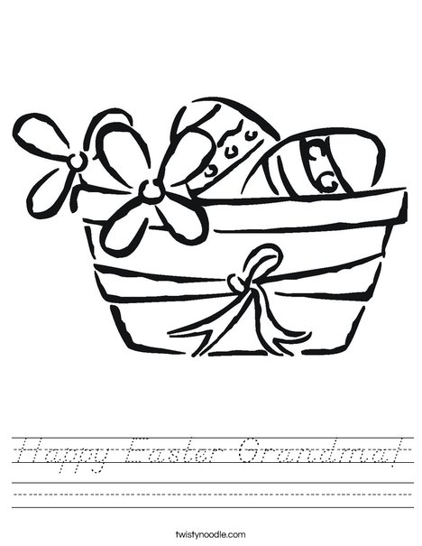 Easter Basket with Flowers Worksheet