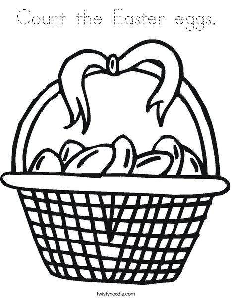 Easter Basket with Bow Coloring Page