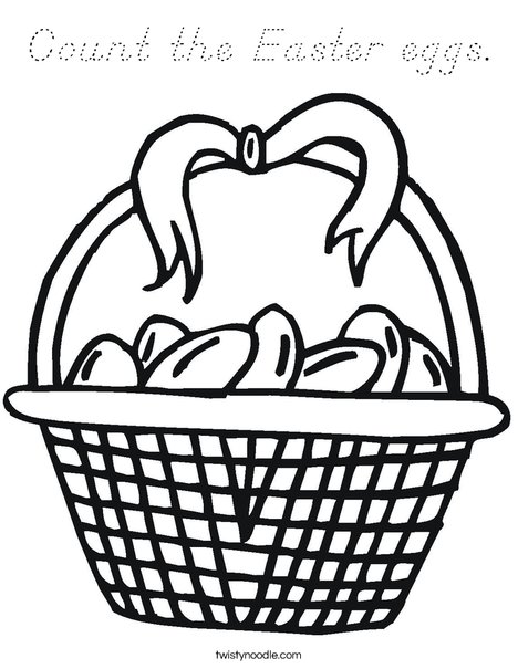 Easter Basket with Bow Coloring Page