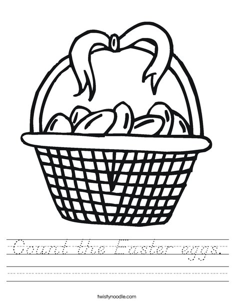 Easter Basket with Bow Worksheet